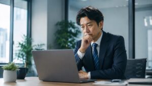 転職を考え悩むビジネスパーソン