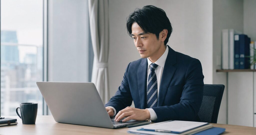 職務経歴書を作成するビジネスパーソン