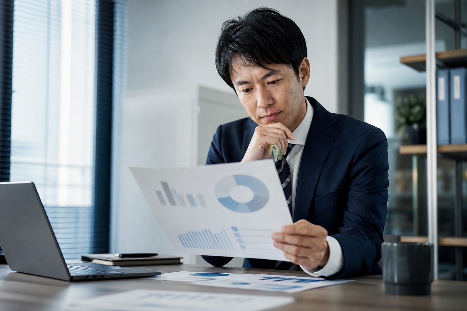 ITコンサルタントの年収データを確認するビジネスパーソン
