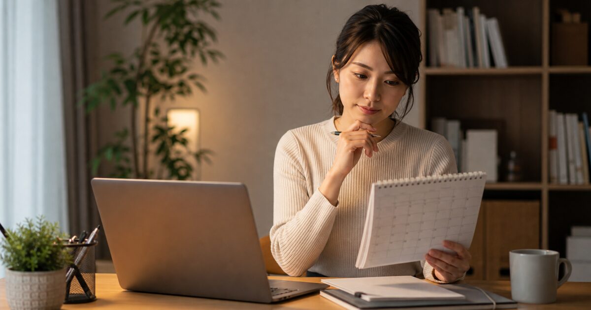 在職中の転職活動スケジュールを確認するビジネスパーソン
