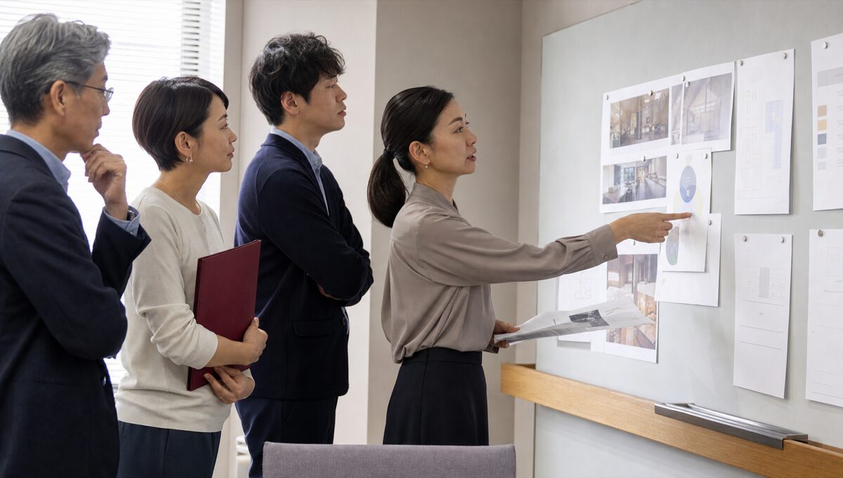 部門横断のDXプロジェクトで投資と優先順位を検討するチーム